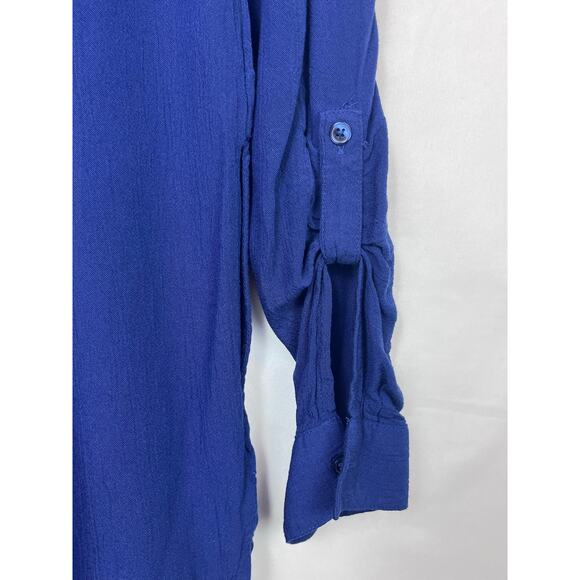 Prana Womens Small Blue Button Up Long Sleeve Gauzy Shirt Swimsuit Cover Up - Picture 7 of 7